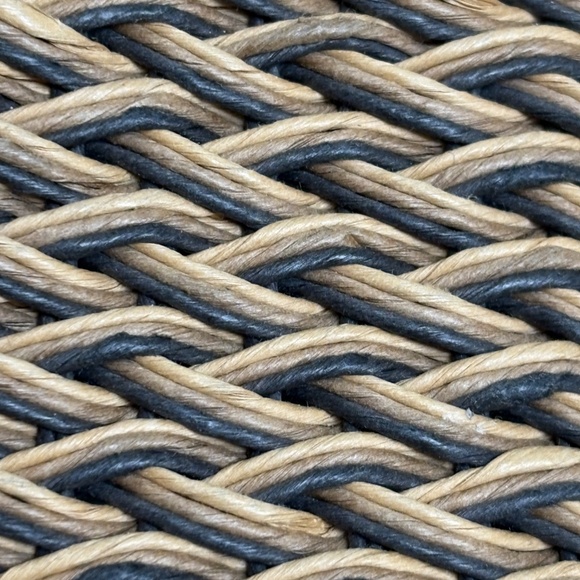 bag BRIGHTON black tan woven leather jute shoulder pockets preppy classic tote - Picture 5 of 16